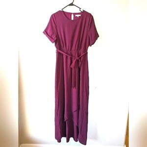 POLAGRAM faux-wrap Maxi dress, maroon/purple, size L